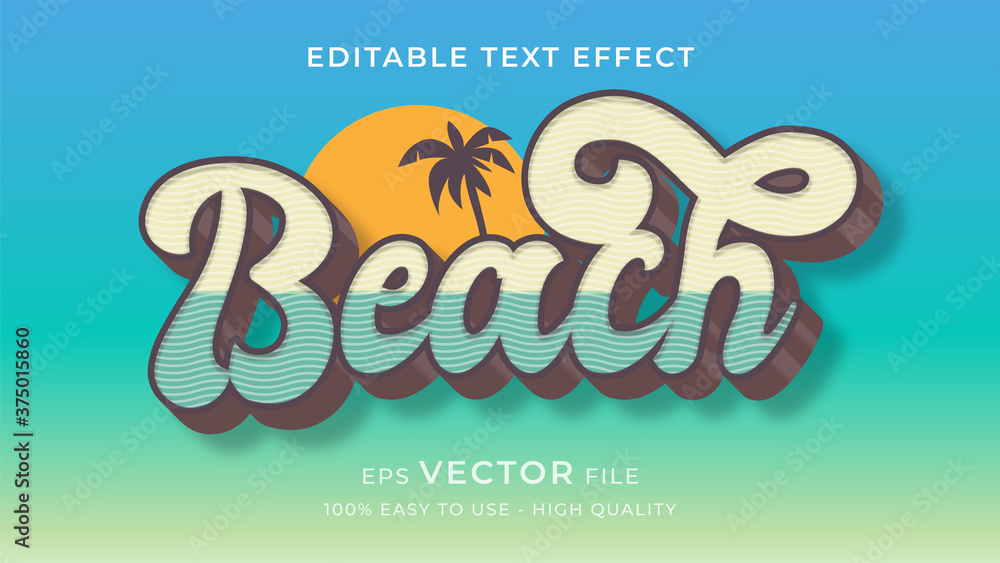 summer beach editable text effect concept