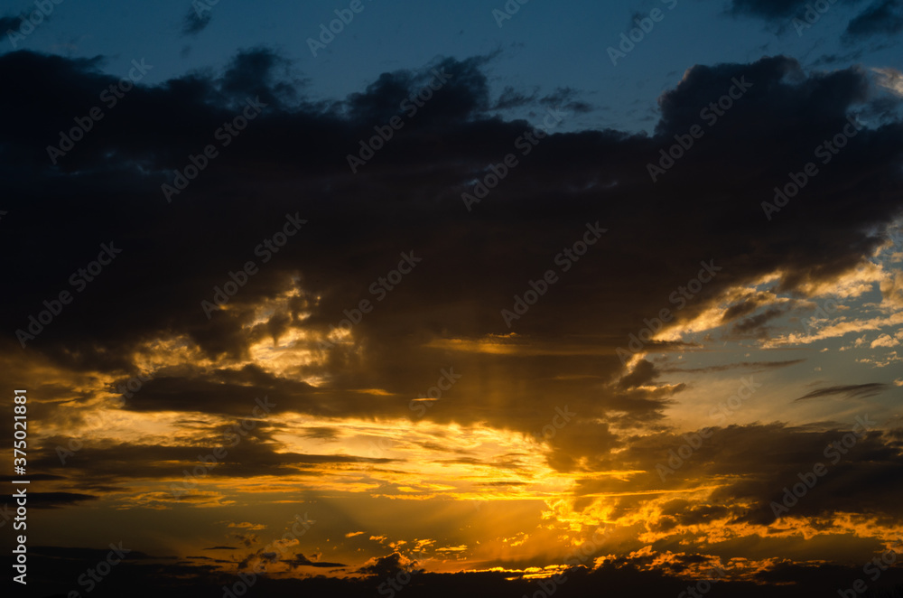 Beautiful late afternoon sky with intense colors