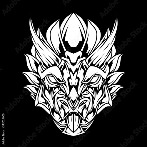 Triceratops Abstract Line Art Illustration