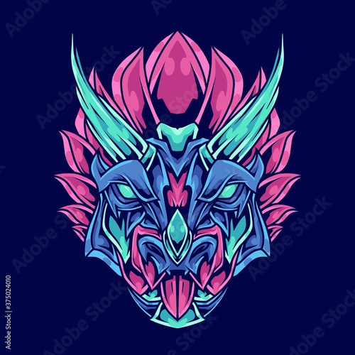 Triceratops Head Abstract Ornament Illustration