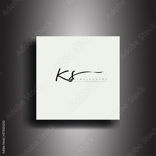 KS Signature style monogram.Calligraphic lettering icon and handwriting vector art.