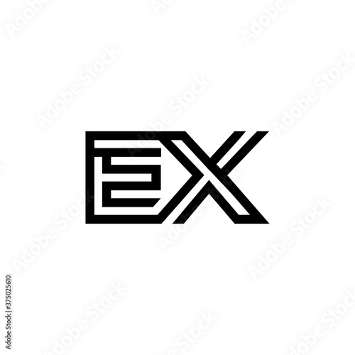 initial letter ex line stroke logo modern