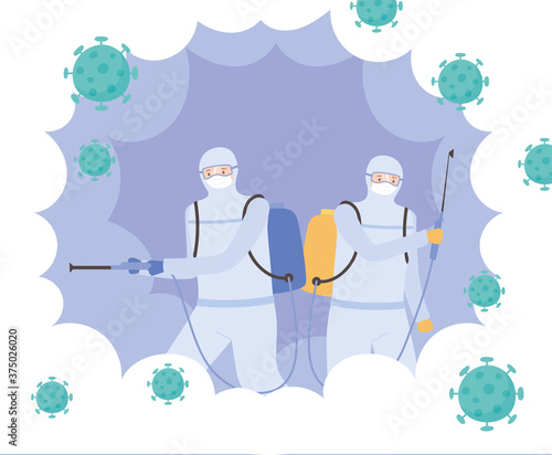 virus disinfection, specialists in viral hazard protective suits, covid 19 coronavirus, preventive measure