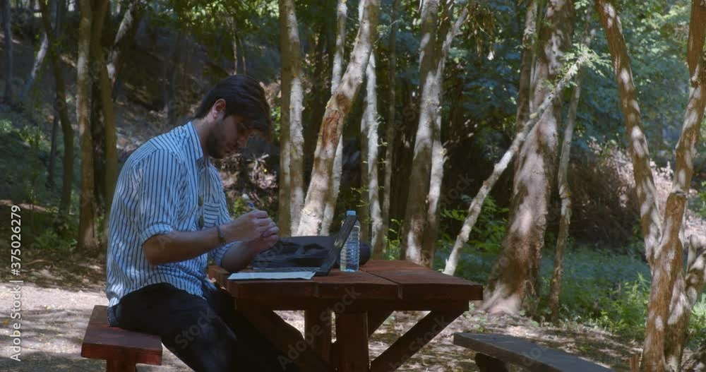 Working remotely in the forest Working remotely in the forest