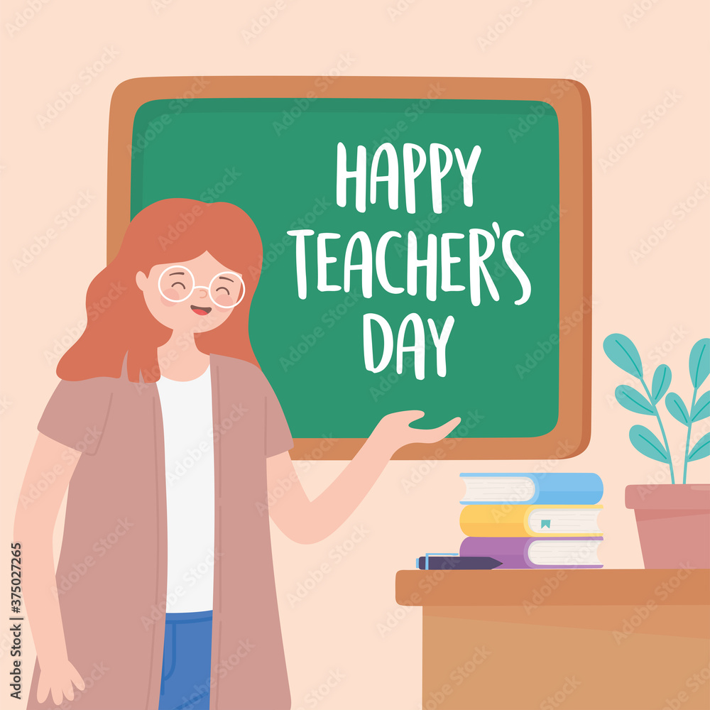happy teachers day, teacher lesson desk chalkboard books and plant happy teachers day, teacher lesson desk chalkboard books and plant