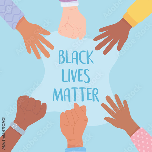 black lives matter banner for protest, human right of black people awareness campaign against racial discrimination
