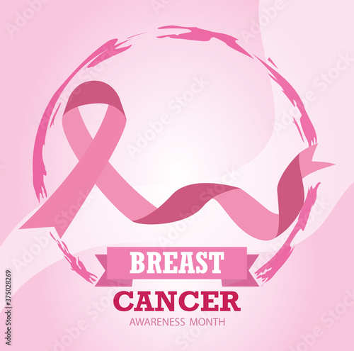 breast cancer awareness month ribbon pink healthy campaign vector