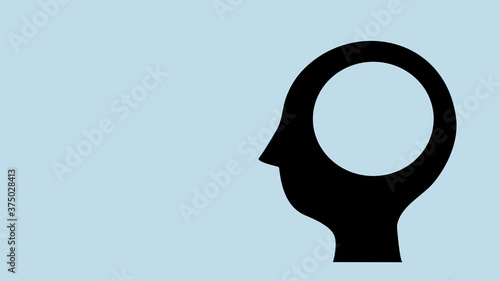 empty head, anxiety and negative emotion. 空っぽの頭、不安、心配、孤独な心のシルエットイメージ
