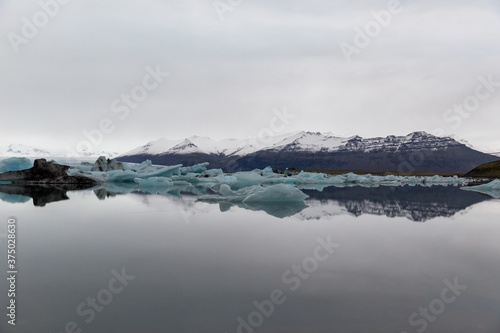 Icebergs floating in Jökulsárlón, Iceland's famed glacial lake