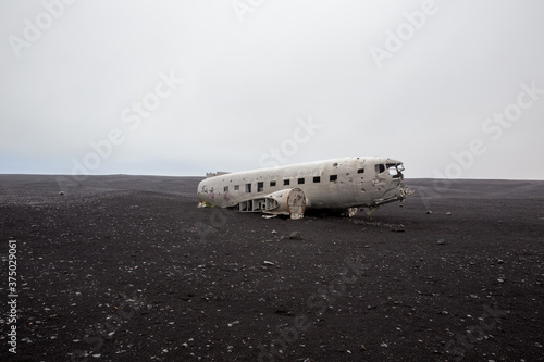 United States Navy Douglas Super DC-3 airplane crash on black sand beach in Sólheimasandur, Iceland
