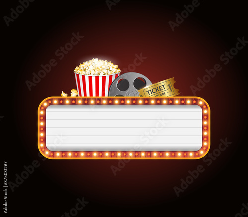 Movie theater vector banner sign
