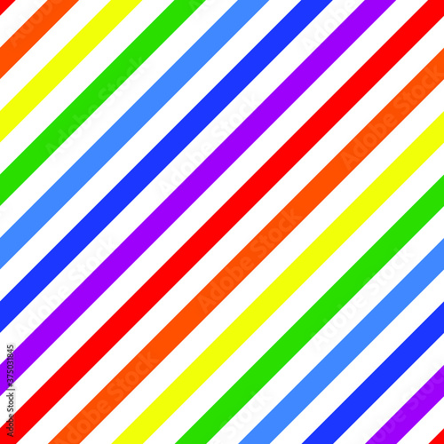 Seamless pattern of rainbow stripes on white background. Rainbow LGBT pride flag. International Day Against Homophobia, Pride Month symbol. Colorful design style in diagonal view