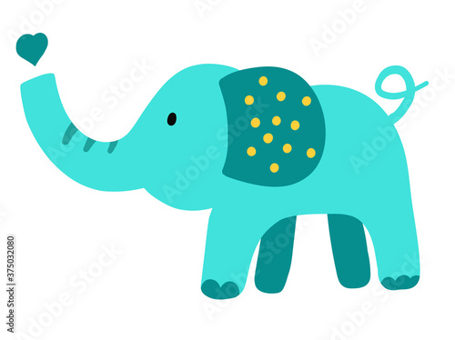 Hand drawn vector elephant. Cute cartoon baby illustration
