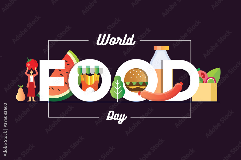 Φωτογραφία world food day banner with a plate of raw and healthy food concept for social me