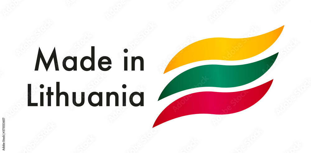 Made in Lithuania logo. Three stroke flag colours.