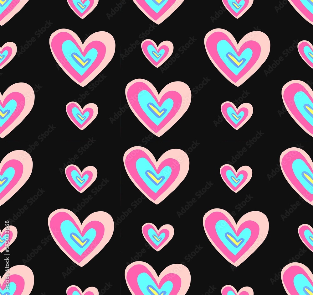Seamless background pattern with hearts. Vector illustration