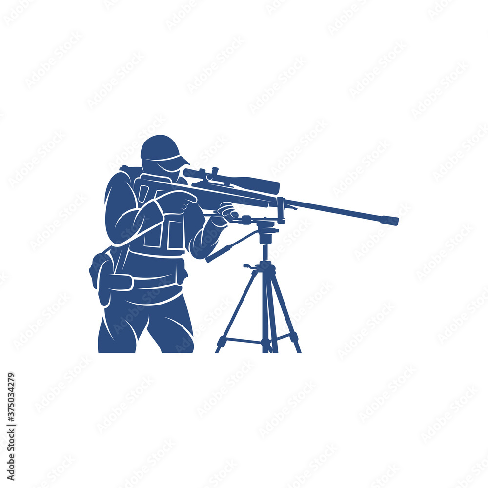 Sniper army logo design template, vector graphics to design