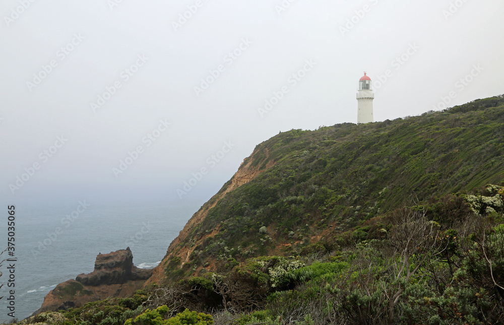 Cape Schanck lighthouse on the cliff - Mornington Peninsula, Victoria, Australia