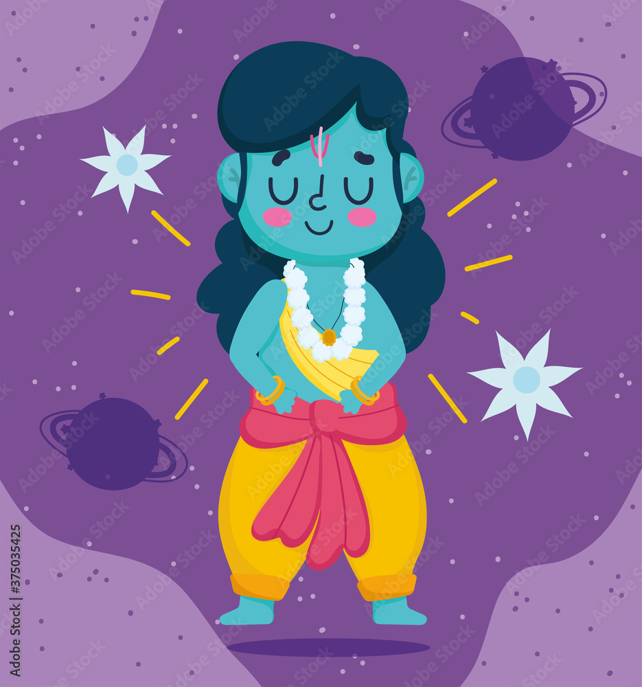 Naklejka premium happy dussehra festival of india, lord rama cartoon character, traditional religious ritual