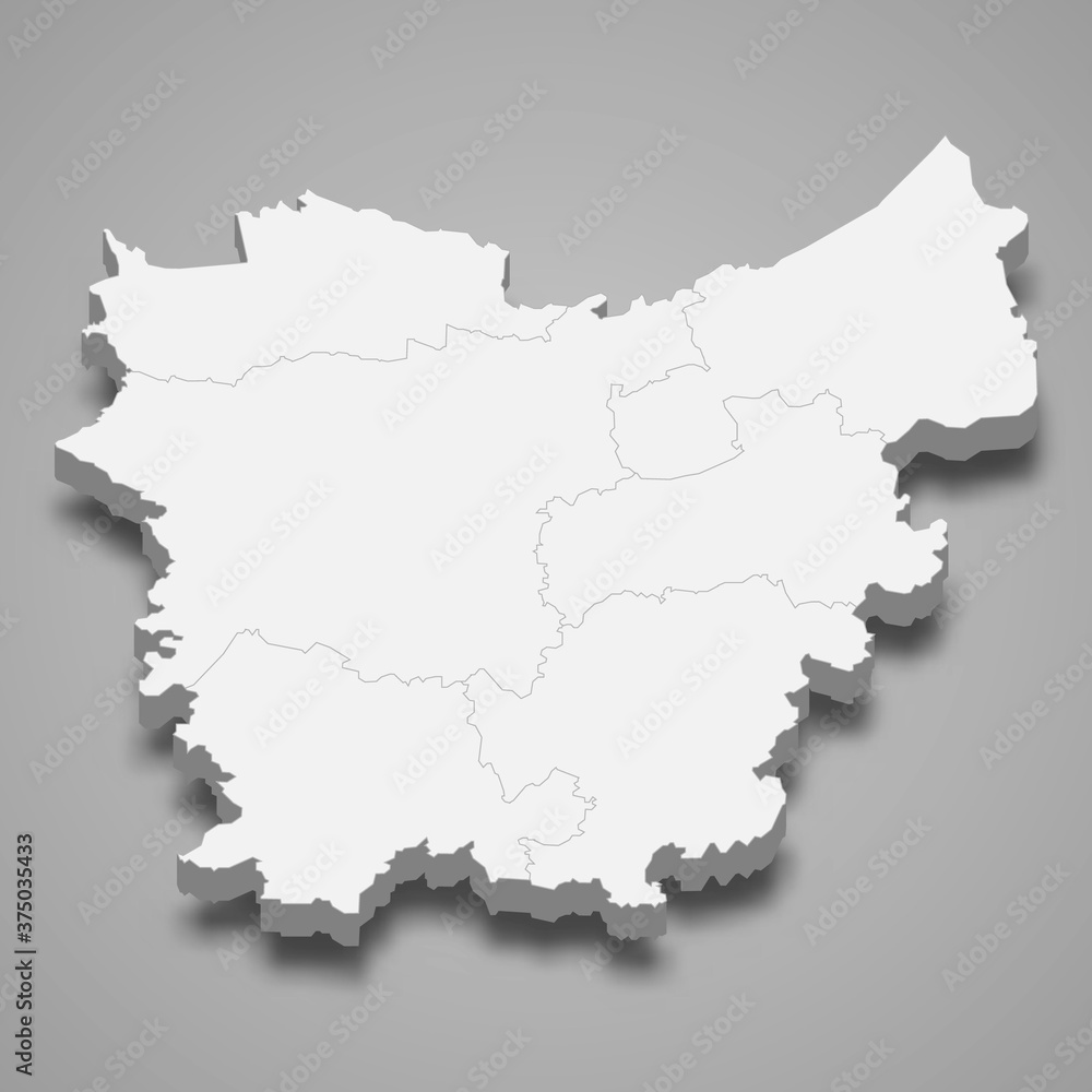 3d map of East Flanders is a province of Belgium