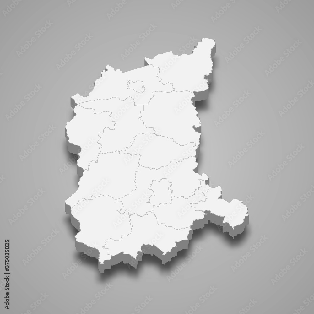 3d map of Lubusz voivodeship is a province of Poland,