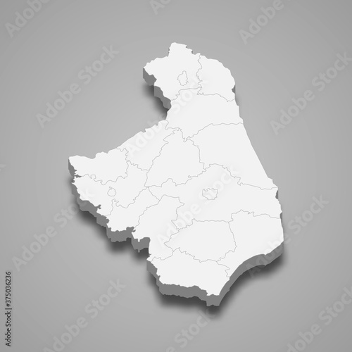 3d map of Podlaskie voivodeship is a province of Poland,