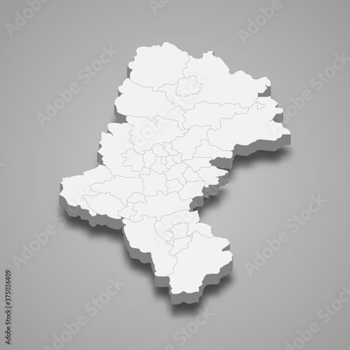 3d map of Silesia voivodeship is a province of Poland,