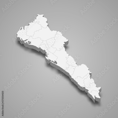 3d map of Sinaloa is a state of Mexico,
