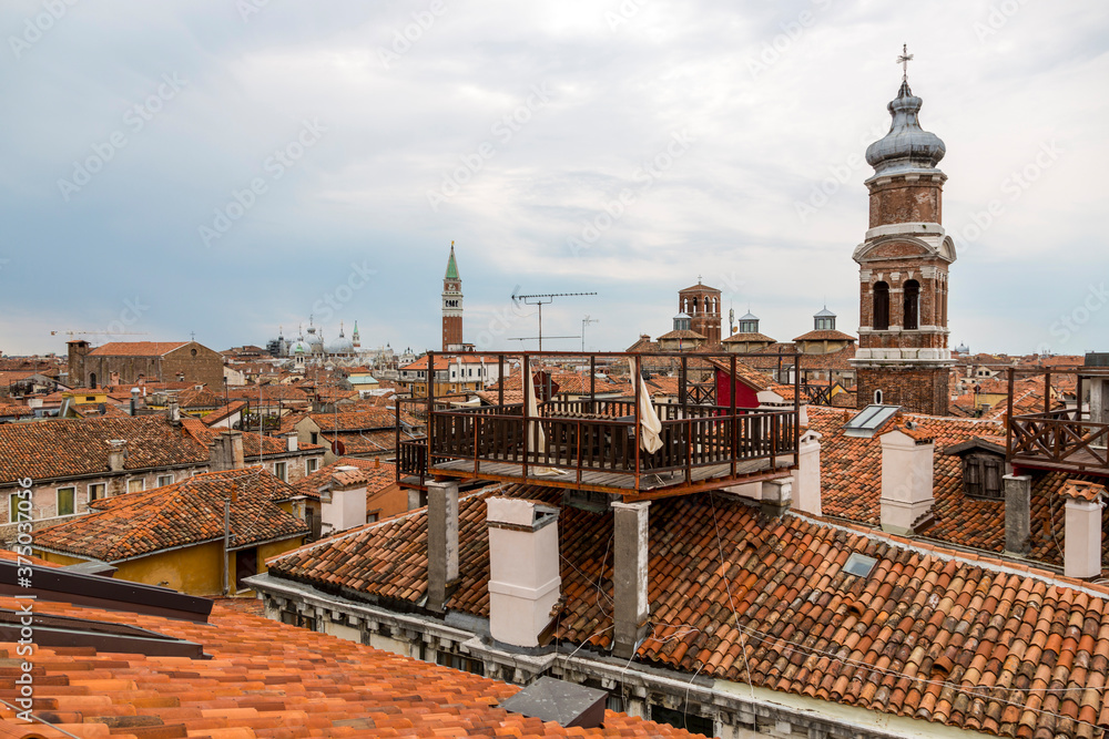 View of Venice from the roof of a house.
