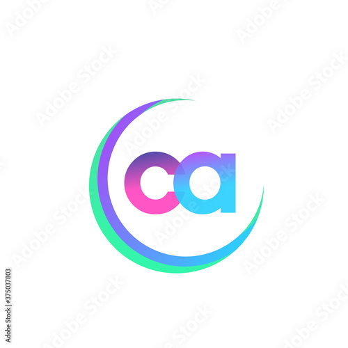 initial letter CA logotype company name, colorful and swoosh design. vector logo for business and company identity.