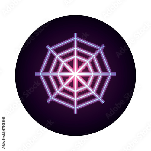 spider web icon on white background neon icon style design