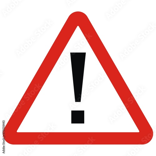 danger signal on a white background, red triangle shape, vector icon
