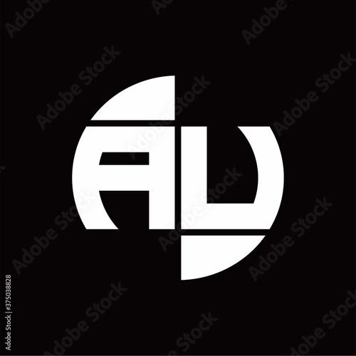 AU Logo monogram with slice circle shape rotate design template