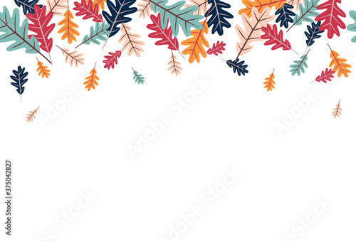 00390 Seamless Modern Cool Fall Autumn Leaves Border 1