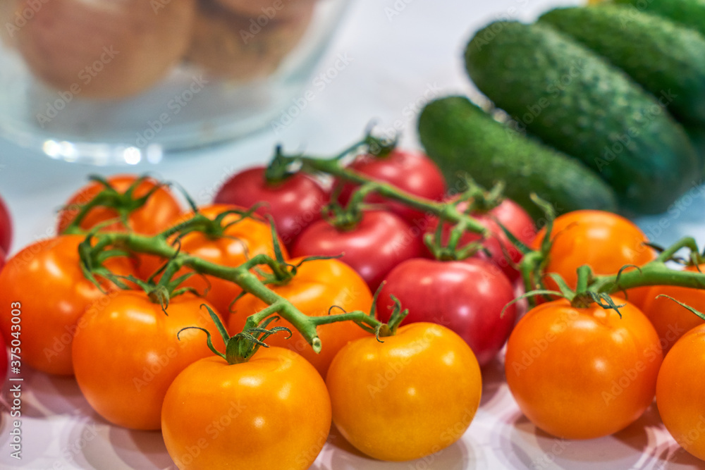 Cherry tomatoes on a store counter. Cherry tomatoes on a store counter.