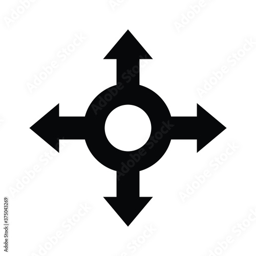 roundabout sign, compass icon, direction and navigation