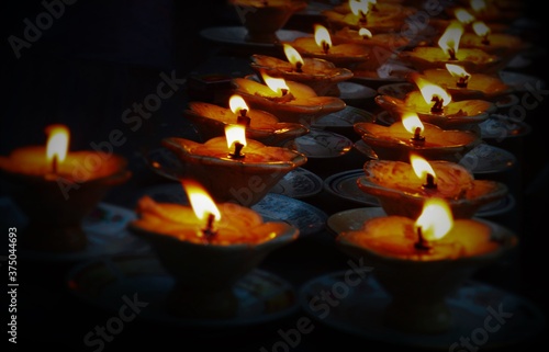 Lighted up Lanterns in a religious place in Sri Lanka