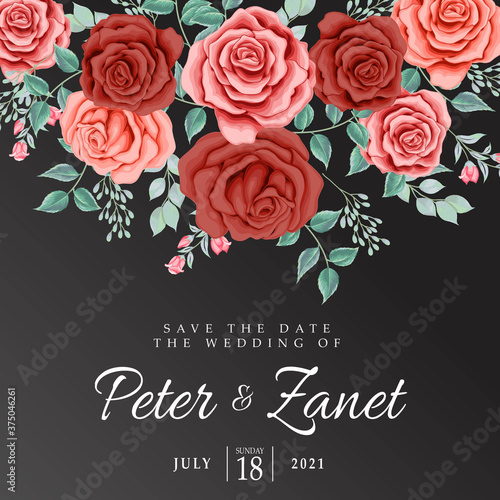 beautiful floral wedding event invitation card editable template