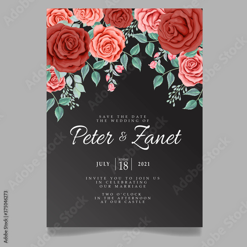 beautiful floral wedding event invitation card editable template