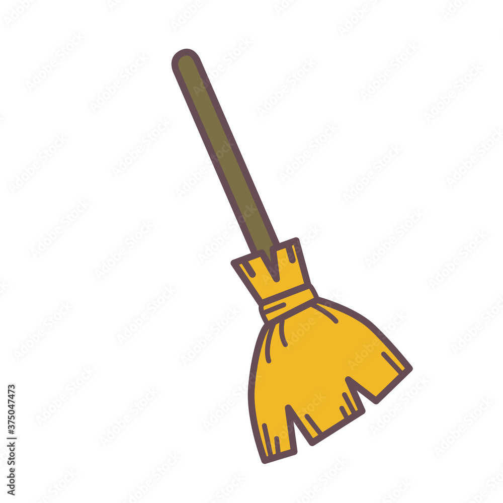 Cute halloween broom icon emoji element on white silhouette. Decoration for logo, card and any design. Vector illustration about holiday. Cute halloween broom icon emoji element on white silhouette. Decoration for logo, card and any design. Vector illustration about holiday.