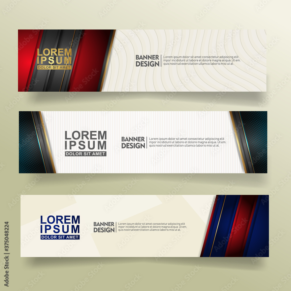set abstract banner template design with luxury and elegant lines shape ornate on modern pattern background