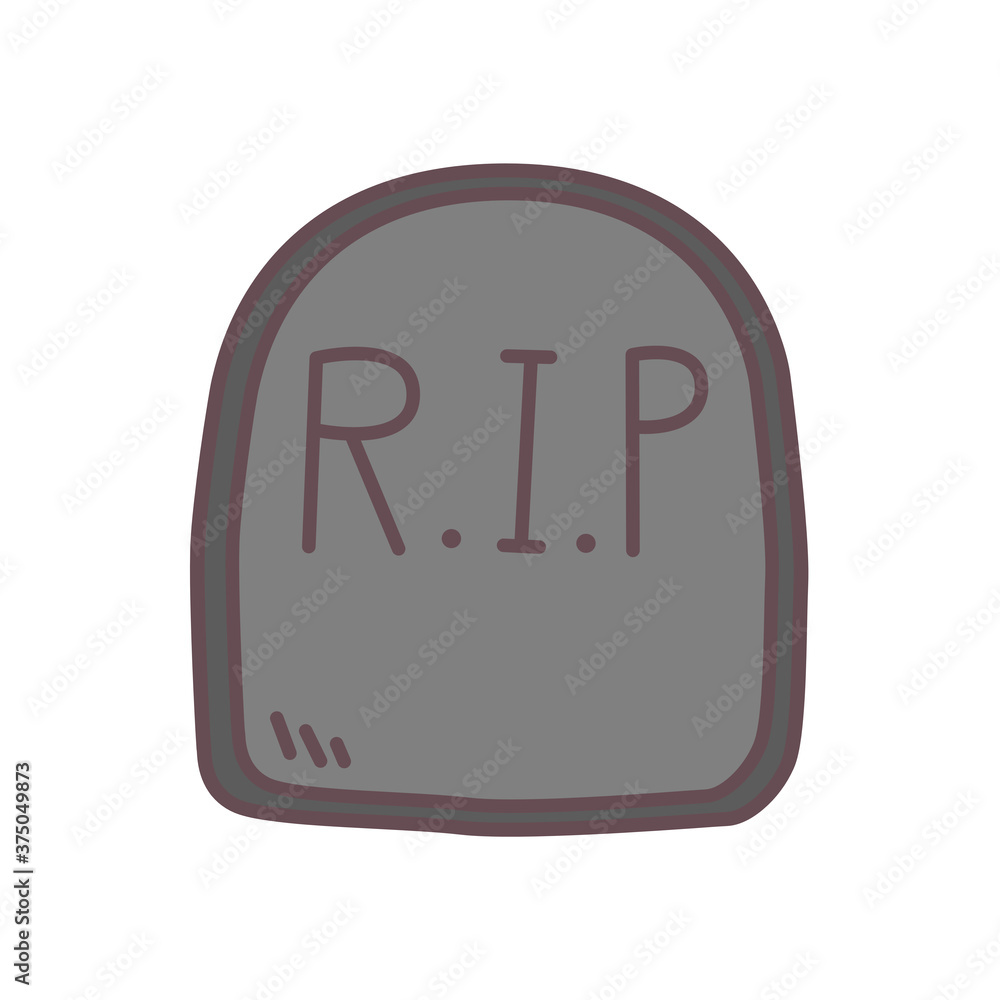 Cute halloween gravestone icon emoji element on white silhouette. Decoration for logo, card and any design. Vector illustration about holiday. Cute halloween gravestone icon emoji element on white silhouette. Decoration for logo, card and any design. Vector illustration about holiday.