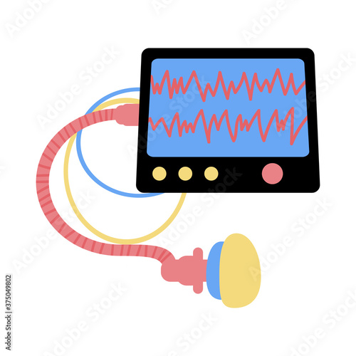 Artificial lung ventilation apparatus. Medicine concept clipatrs. Vector illustration. Cartoon flat style.