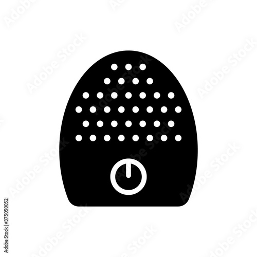 Silhouette of silicone facial cleansing brush. Outline icon of electronic massage device for skin. Black illustration of sonic mini electric face brush. Flat isolated vector emblem on white background