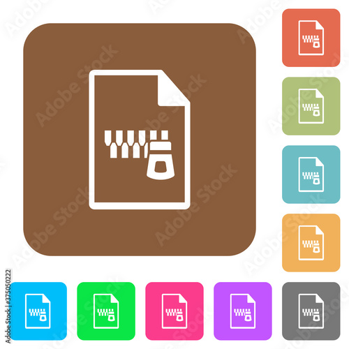 Zipped document rounded square flat icons