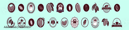 set of cocoa bean logo cartoon icon design template with various models. vector illustration