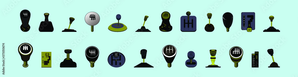 set of gearbox cartoon icon design template with various models. vector illustration set of gearbox cartoon icon design template with various models. vector illustration