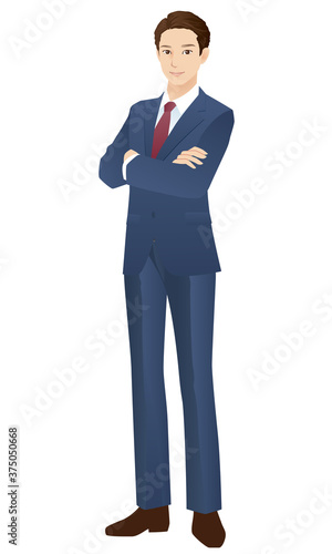 若い男性 腕組みするビジネスマン Stock イラスト Adobe Stock