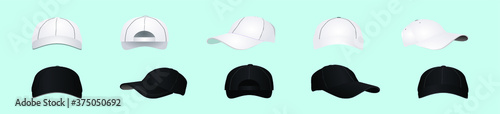 set of hip hop cap cartoon icon design template with various models. vector illustration