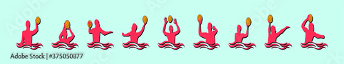 set of water polo cartoon icon design template with various models. vector illustration